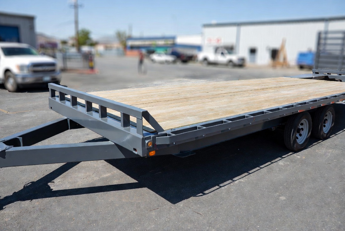 2025 Teton EQ-25 Deckover New equipment / flatbed trailer, 25' x 102", 14,000 lb GVWR, for sale at The Trailer Store in Winnemucca, Nevada (I-80), stock #TTS-2415 — exterior side view 2025 Teton EQ-25 Deckover New equipment / flatbed trailer, 25' x 102", 14,000 lb GVWR, for sale at The Trailer Store in Winnemucca, Nevada (I-80), stock #TTS-2415 — exterior side view